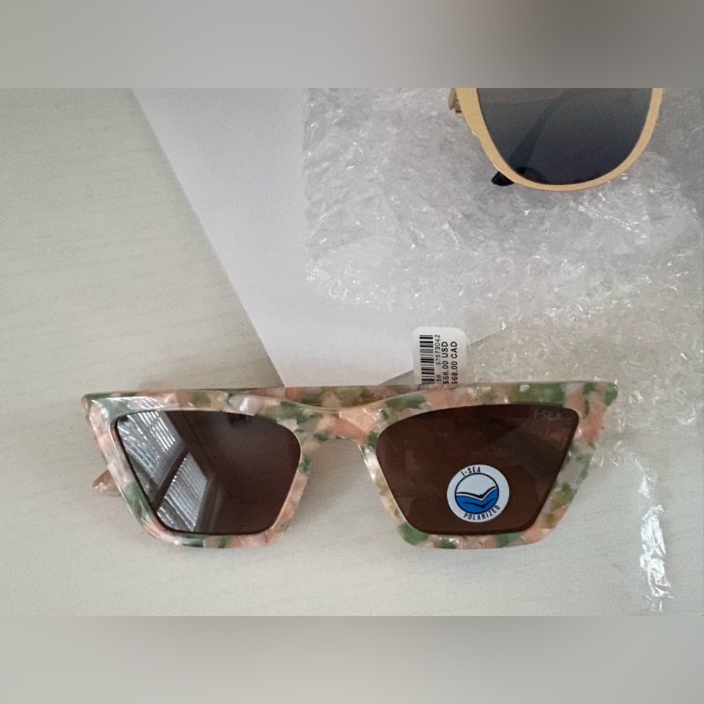 Anthropologie Green and Pink Patterned Sunglasses